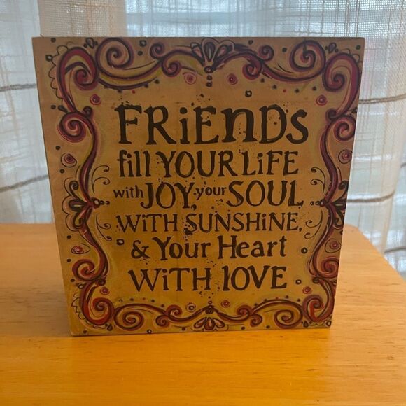 Friends fill your life Wood Plaque Block stand alone plaque Natural Life - Picture 1 of 4